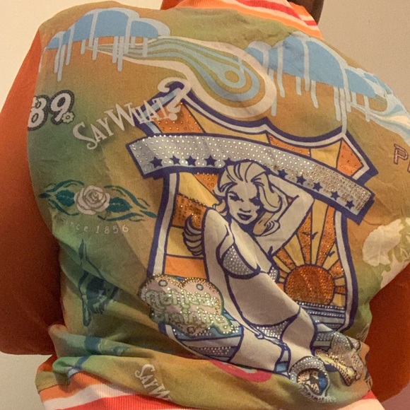 Orange Print Bomber Jacket - Picture 4 of 5